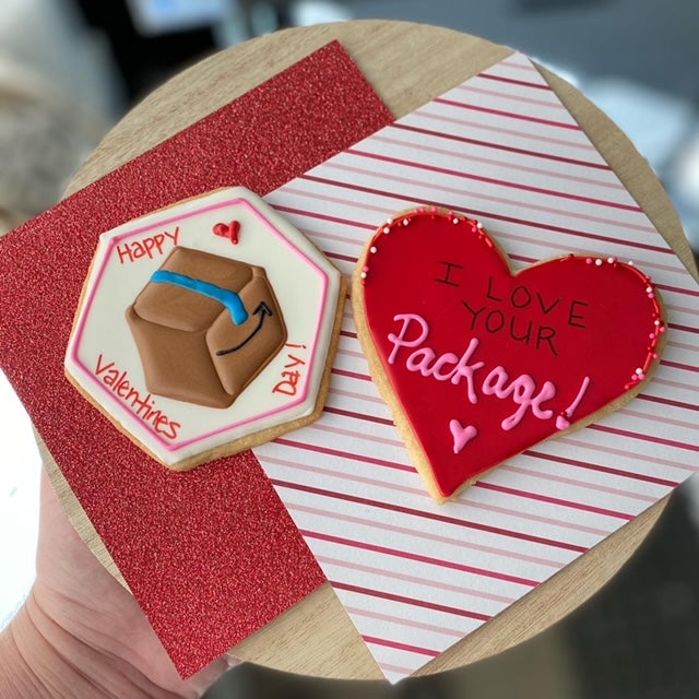 Custom decorated cookies available in your choice of color and design. Starting at $42/dozen. Sexy paired valentine's day cookies. 