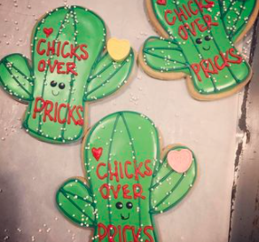 Sexy valentine's day cookies. Chicks over Pricks. All the single ladies put your hands up!