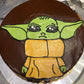 Grogu, Baby Yoda cake with chocolate ganache.