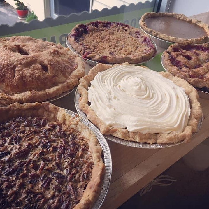 All pies made on-site with homemade crust in standard commercial 9-inch pie tin. Switch to a crumb topping if you desire. Made from Maine Blueberries.